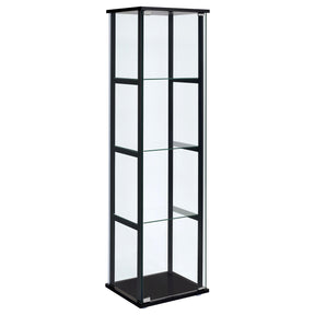 Cyclamen 4-shelf Glass Curio Cabinet Black and Clear Half Price Furniture