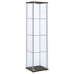 Bellatrix Rectangular 4-shelf Curio Cabinet Cappuccino and Clear Half Price Furniture