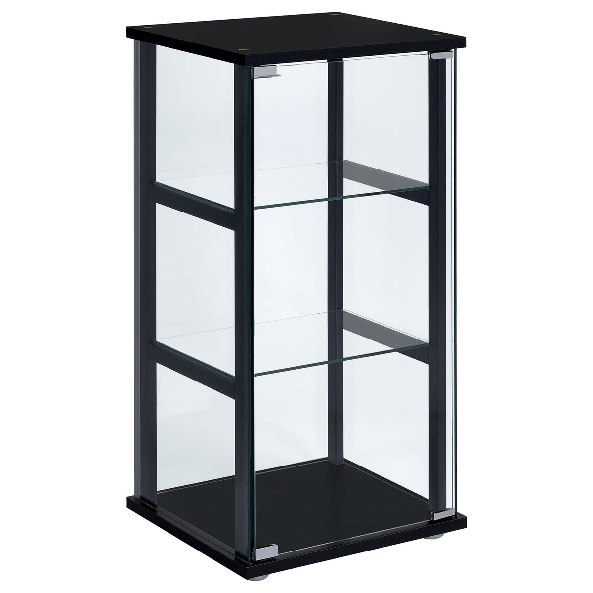 Cyclamen 3-shelf Glass Curio Cabinet Black and Clear  Half Price Furniture