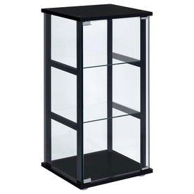 Cyclamen 3-shelf Glass Curio Cabinet Black and Clear Half Price Furniture