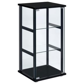 Cyclamen 3-shelf Glass Curio Cabinet Black and Clear Half Price Furniture