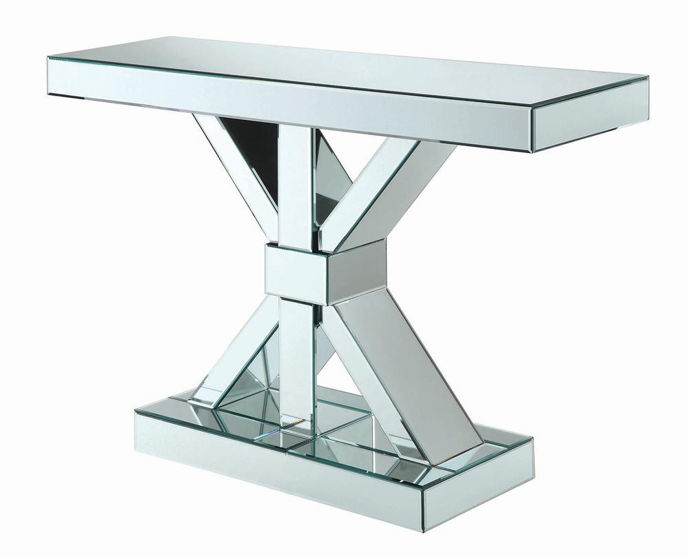 Lurlynn X-shaped Base Console Table Clear Mirror  Half Price Furniture