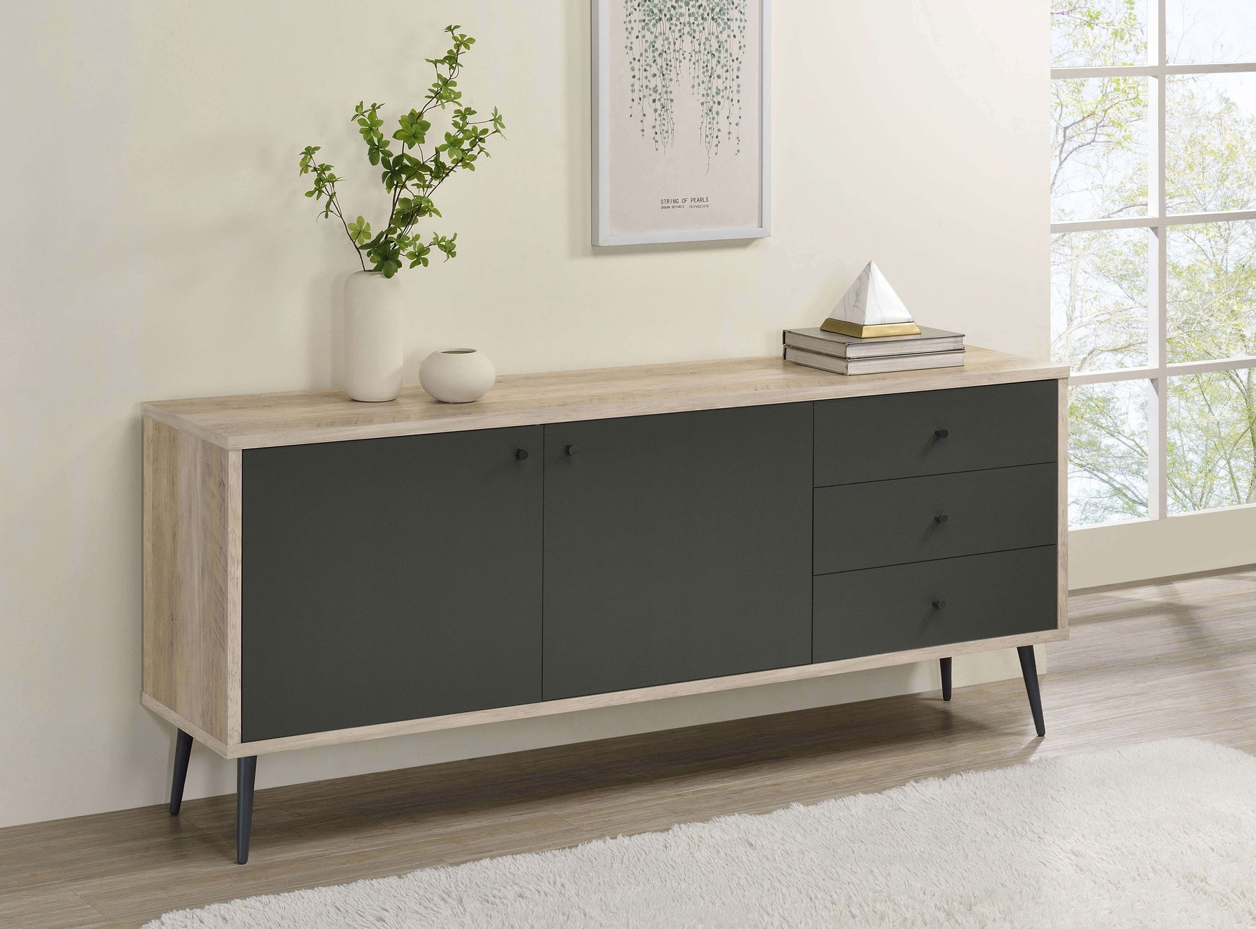 Maeve 2-door Engineered Wood Accent Cabinet Grey and Antique Pine Half Price Furniture
