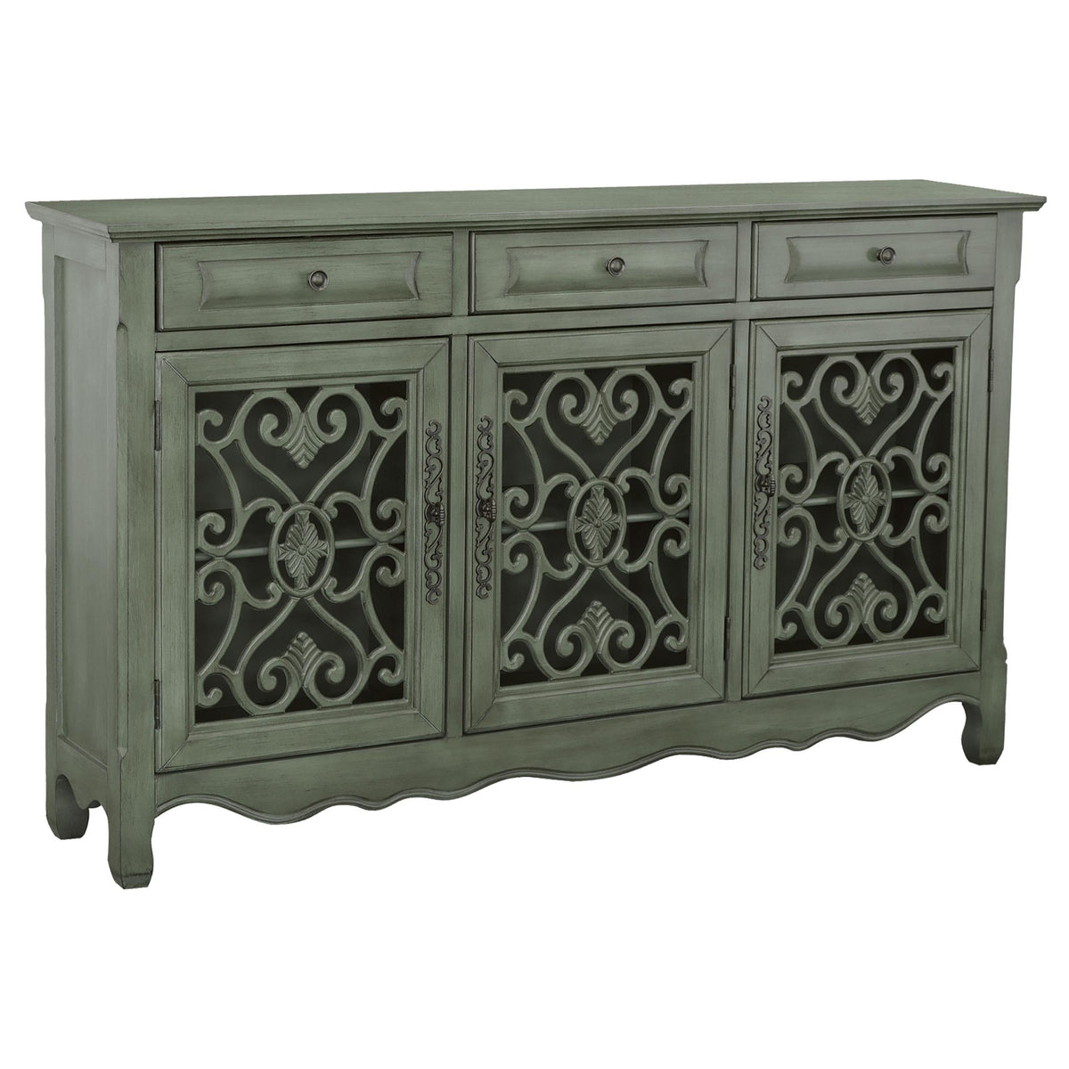 Madeline 3-door Accent Cabinet Antique Green Madeline 3-door Accent Cabinet Antique Green Half Price Furniture