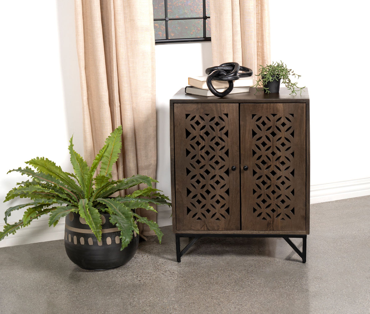 Zaria 2-door Wooden Accent Cabinet Brown Half Price Furniture