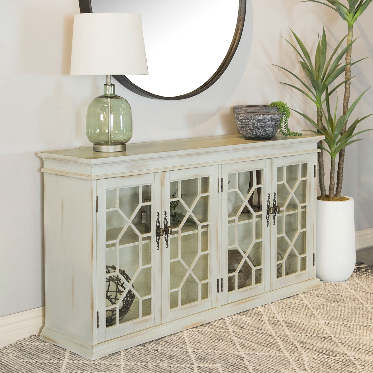 Kiara 4-door Accent Cabinet with Adjustable Shelves White Half Price Furniture