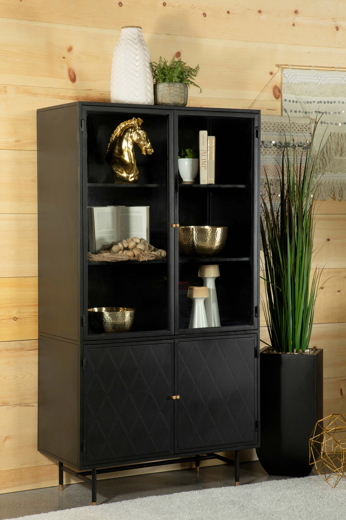 Santiago Rectangular 4-door Cabinet Matte Black  Las Vegas Furniture Stores