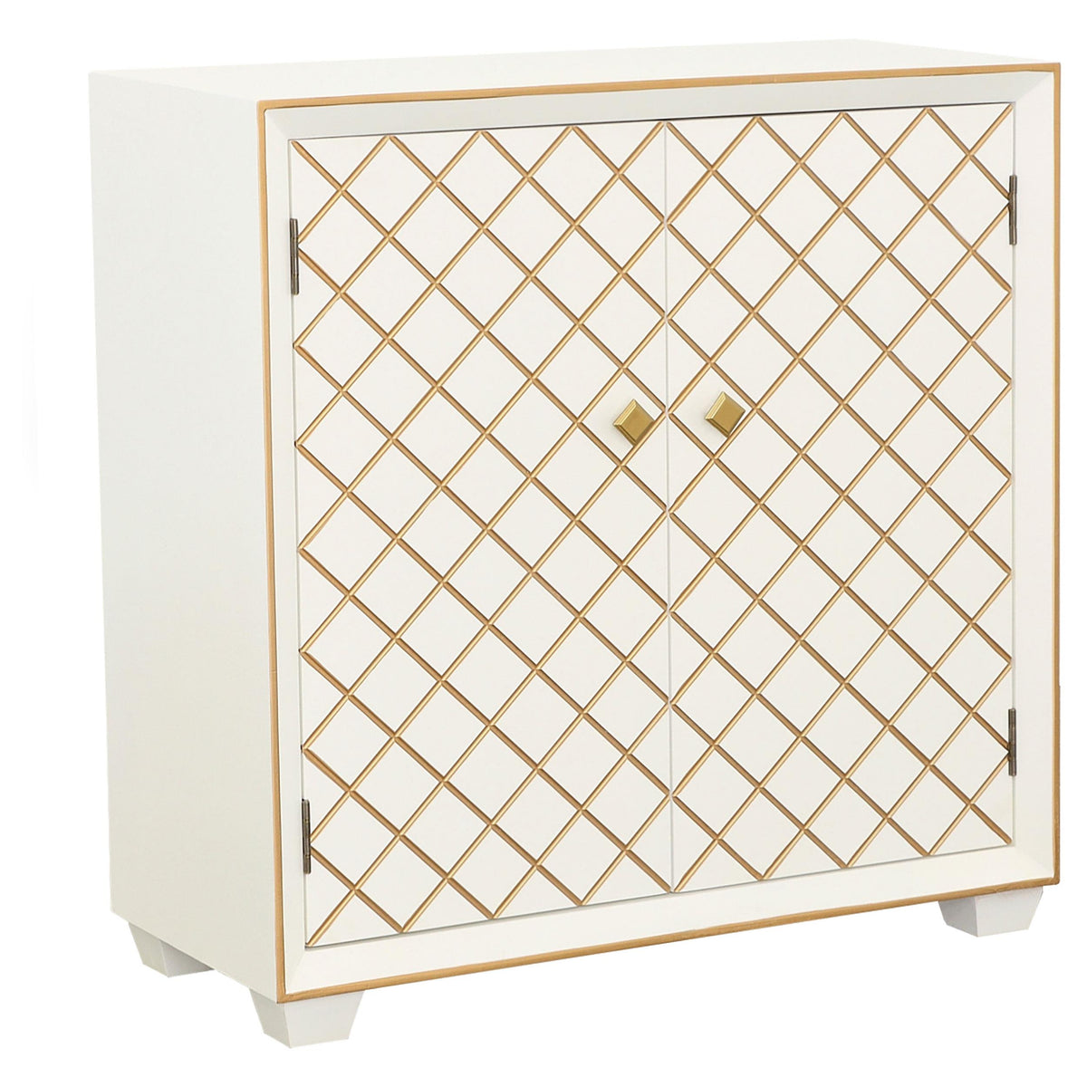 Belinda 2-door Accent Cabinet White and Gold Half Price Furniture
