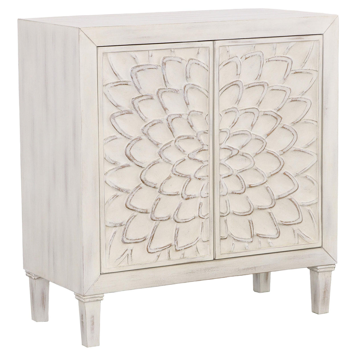 Clarkia Accent Cabinet with Floral Carved Door White  Half Price Furniture