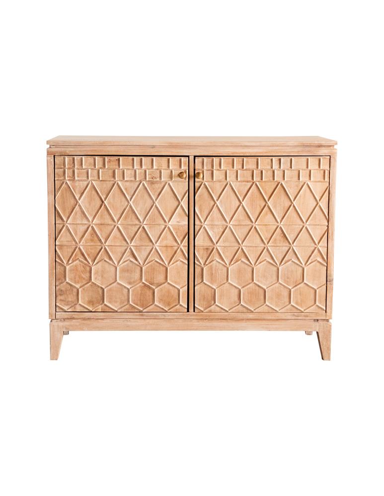 Eberto 2-door Geometric Accent Cabinet White Distressed  Half Price Furniture