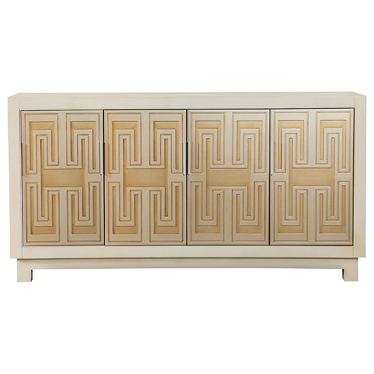 Voula Rectangular 4-door Accent Cabinet White and Gold  Half Price Furniture