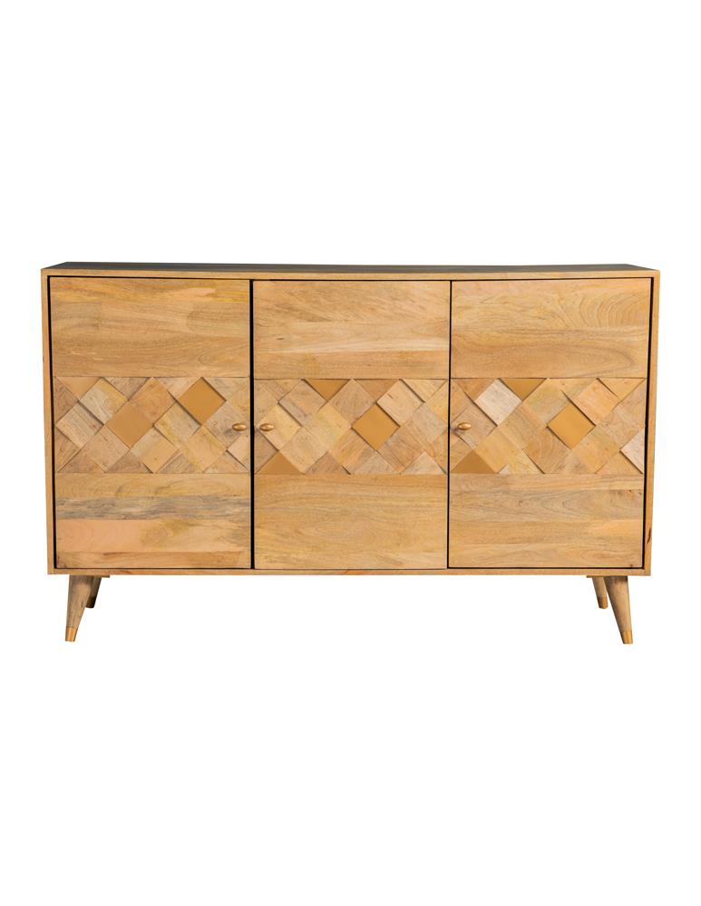 Alyssum Checkered Pattern 3-door Accent Cabinet Natural  Half Price Furniture