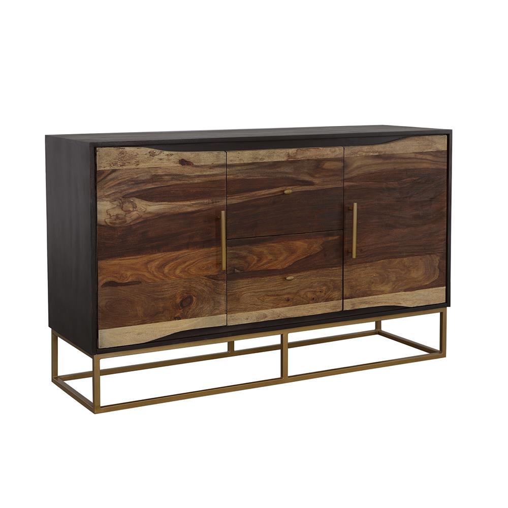 Zara 2-drawer Accent Cabinet Black Walnut and Gold  Half Price Furniture