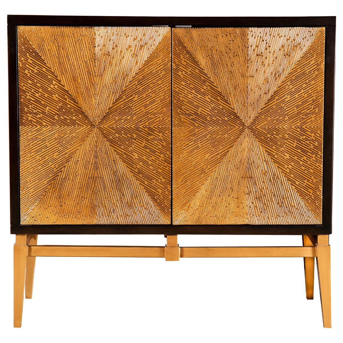 Zira Sunburst 2-door Accent Cabinet Brown and Antique Gold  Half Price Furniture