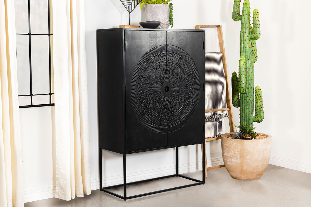 Jenna 2-door Bar Cabinet Black Half Price Furniture