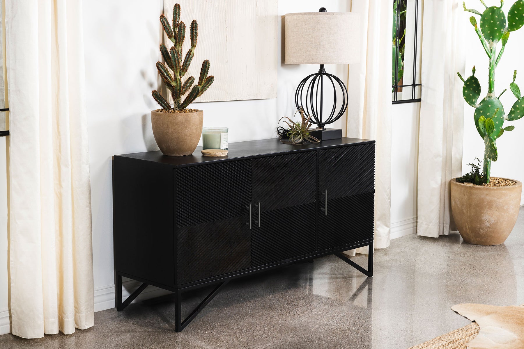 Riddell 3-door Accent Cabinet Black  Half Price Furniture