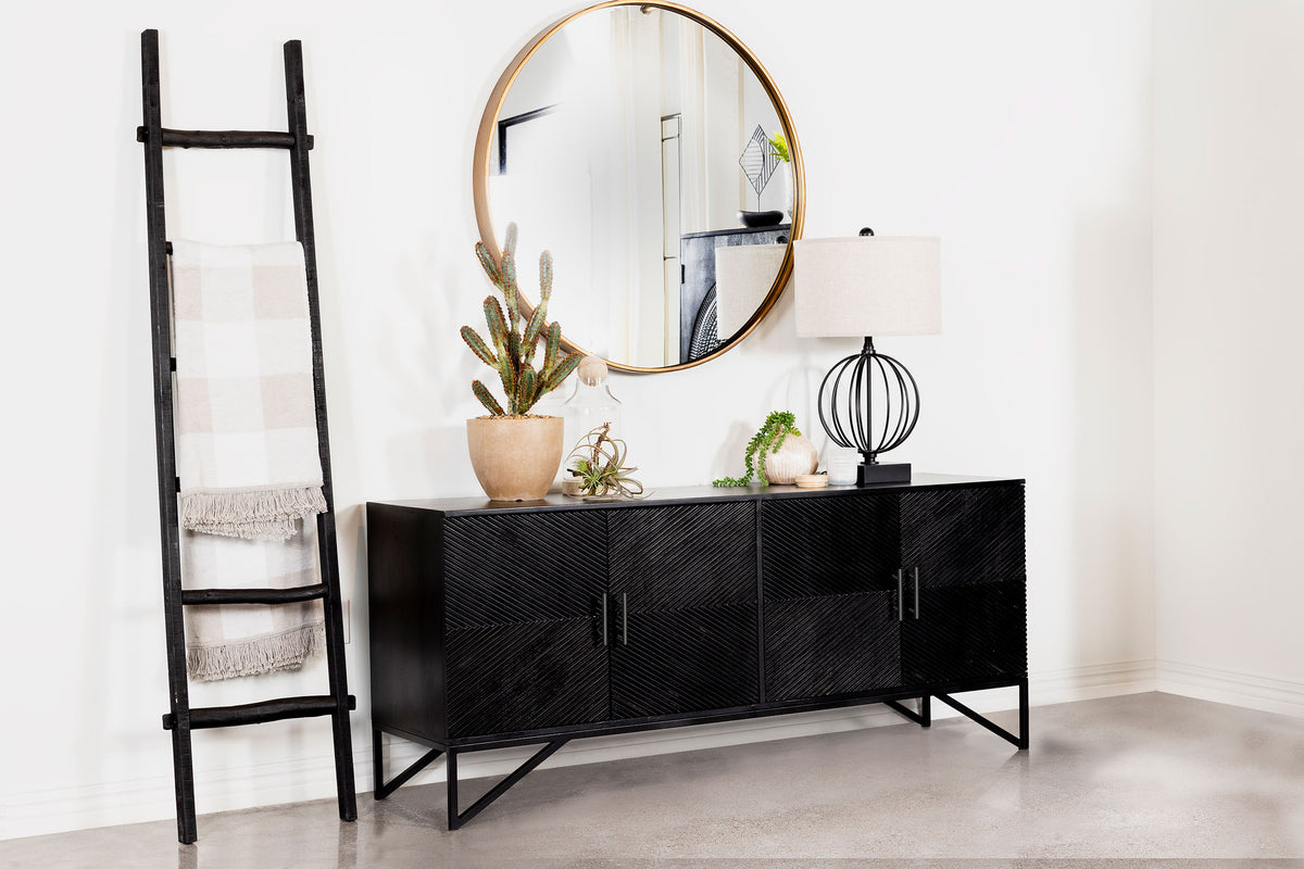 Riddell 4-door Accent Cabinet Black Half Price Furniture