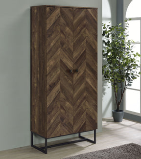 Carolyn 2-door Accent Cabinet Rustic Oak and Gunmetal - Accent Cabinet - Half Price Furniture