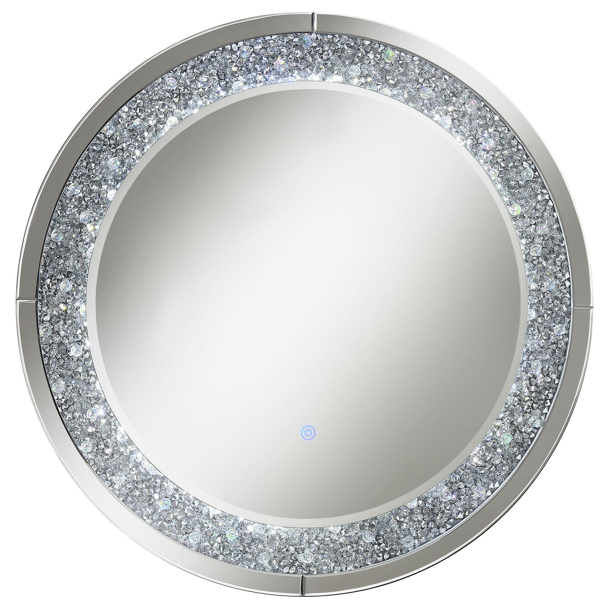 Lixue Round Wall Mirror with LED Lighting Silver  Half Price Furniture