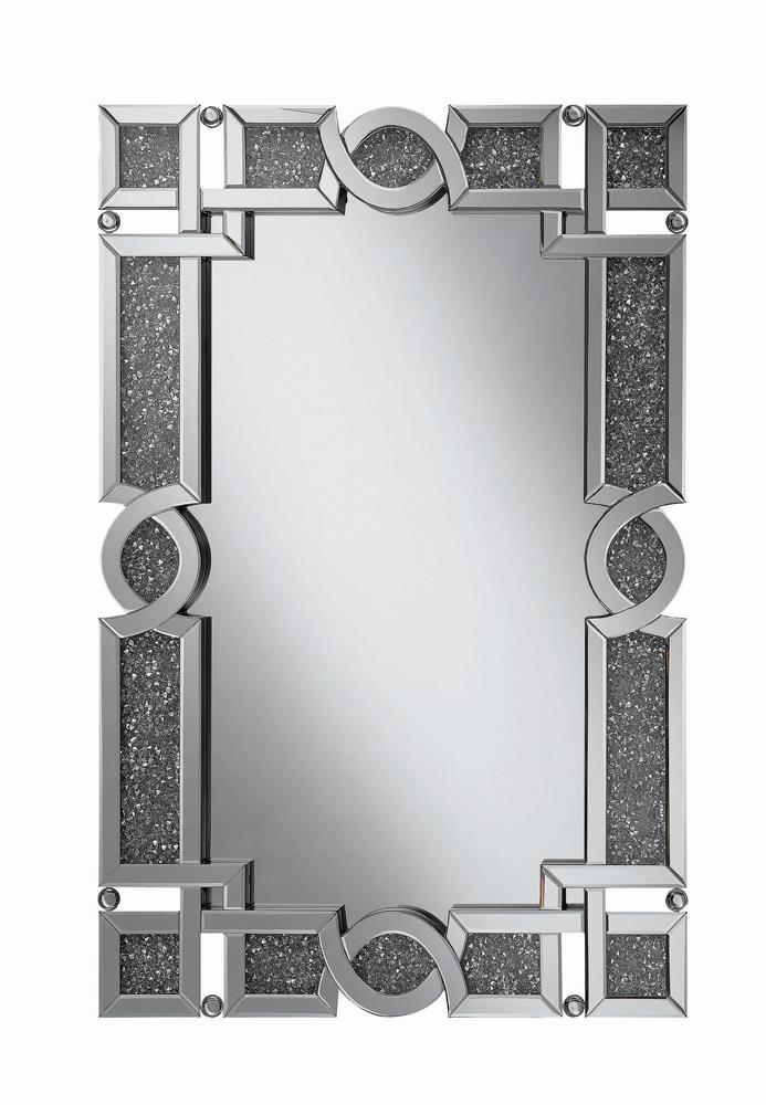Jackie Interlocking Wall Mirror with Iridescent Panels and Beads Silver  Half Price Furniture