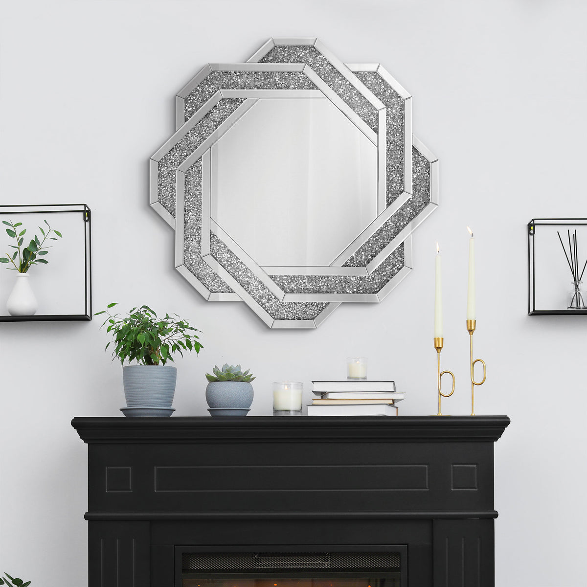Mikayla Wall Mirror with Braided Frame Dark Crystal Half Price Furniture