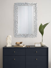 Cecily Rectangular Leaves Frame Wall Mirror Faux Crystal Half Price Furniture