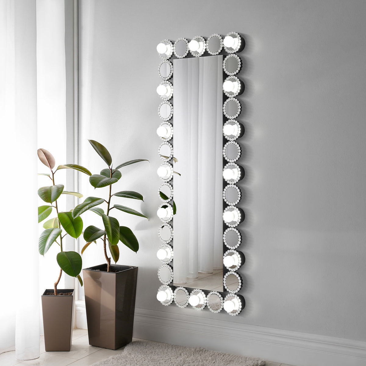 Aghes Rectangular Wall Mirror with LED Lighting Mirror Aghes Rectangular Wall Mirror with LED Lighting Mirror 