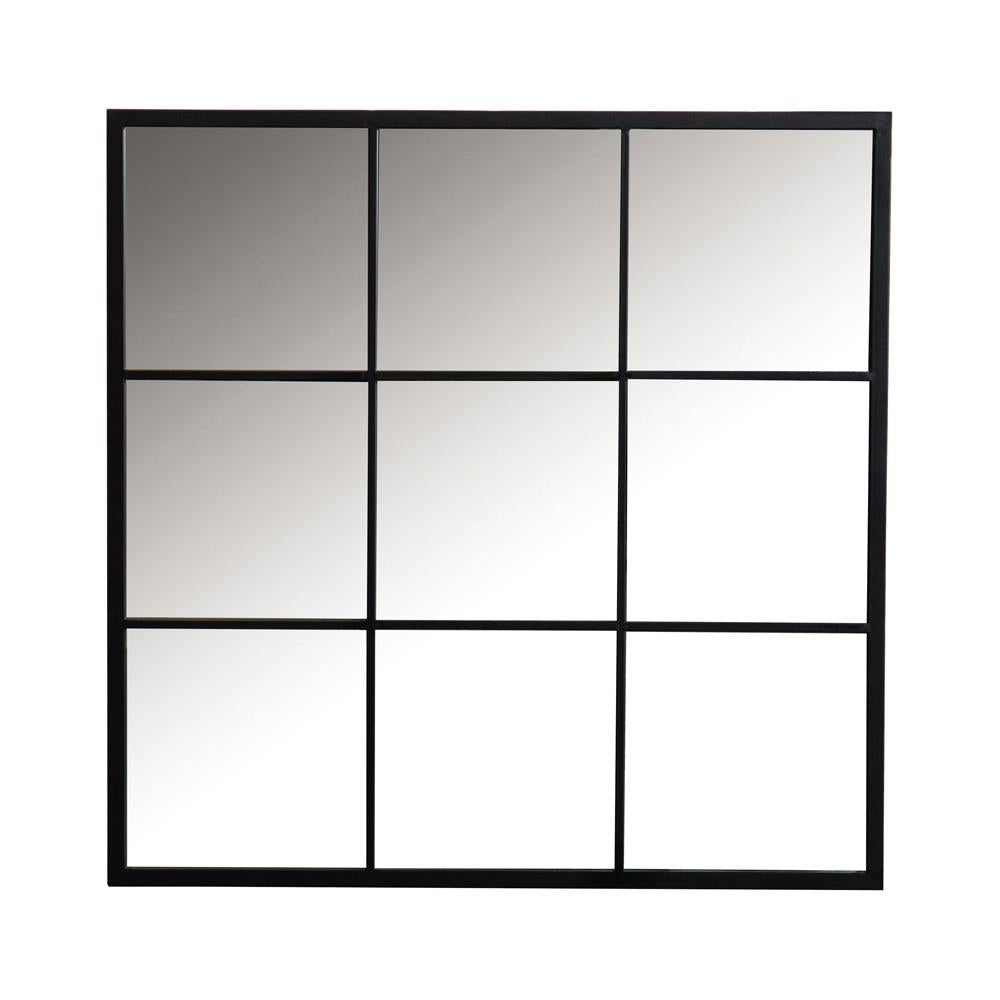 Quetzal Square Window Pane Wall Mirror Black  Half Price Furniture