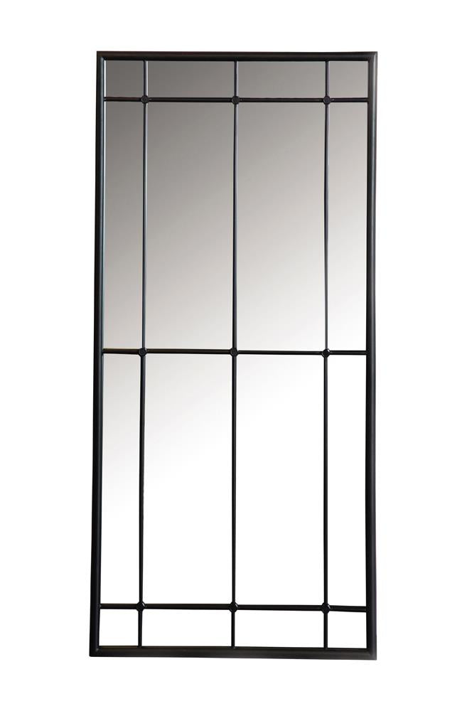 Annetta Rectangular Window Pane Wall Mirror Black  Half Price Furniture