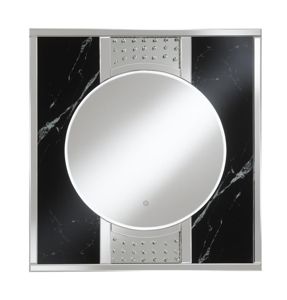 Carter Square LED Wall Mirror Silver and Black  Half Price Furniture