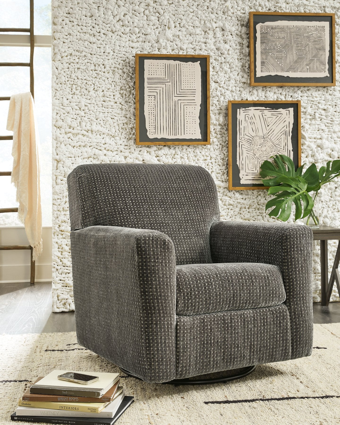 Herstow Swivel Glider Accent Chair - Half Price Furniture