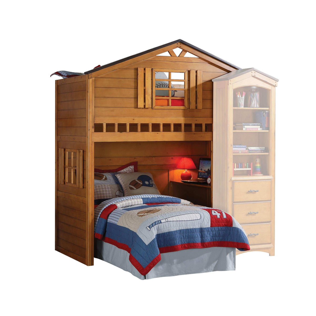 Tree House Rustic Oak Loft Bed (Twin Size) - Half Price Furniture