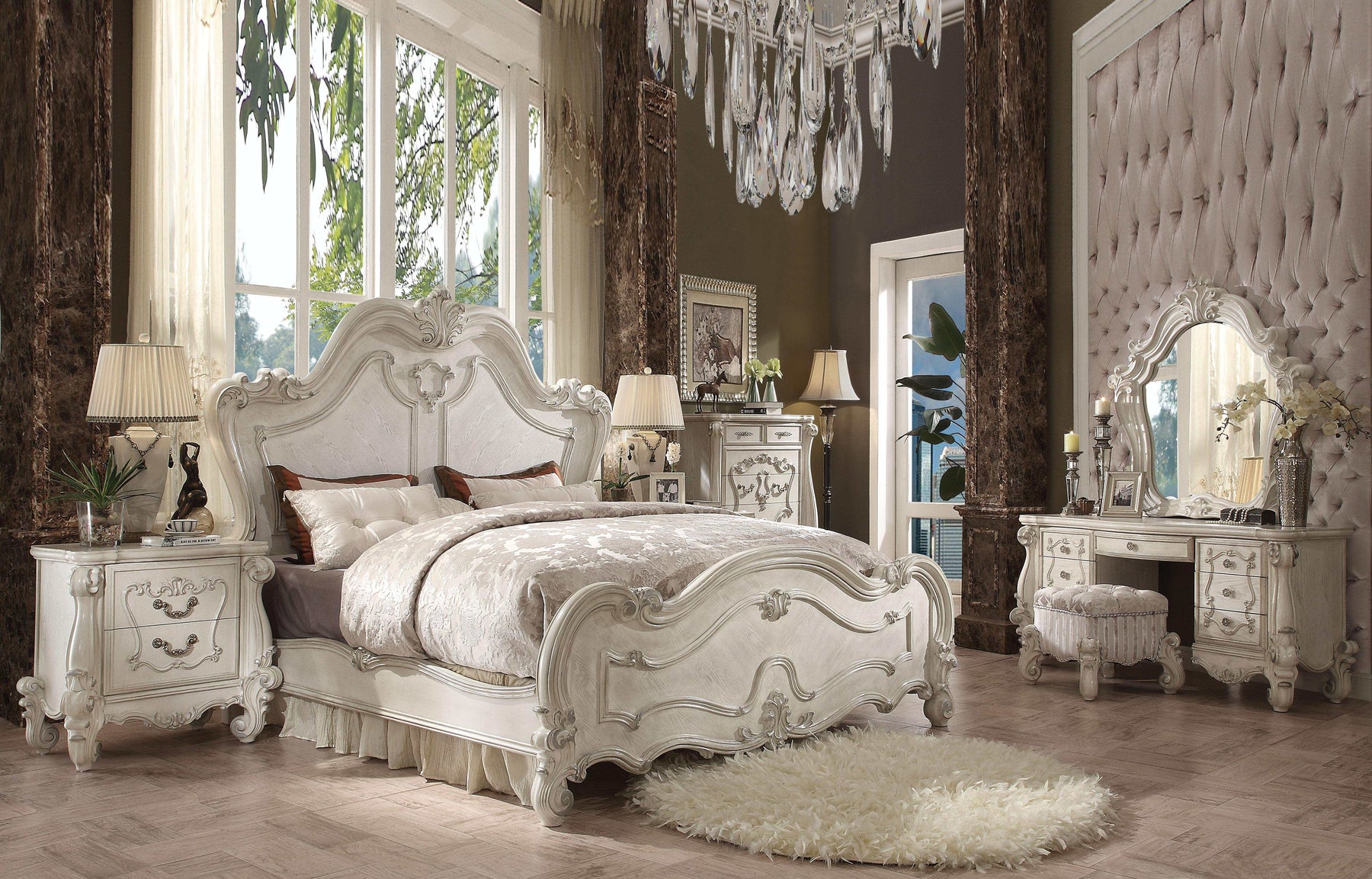 Versailles Bone White Queen Bed Half Price Furniture