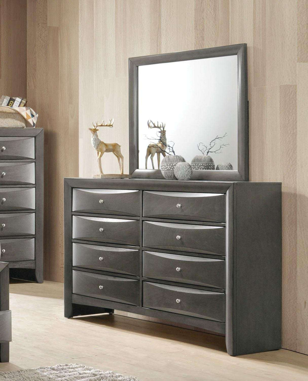 Ireland Gray Oak Mirror Half Price Furniture