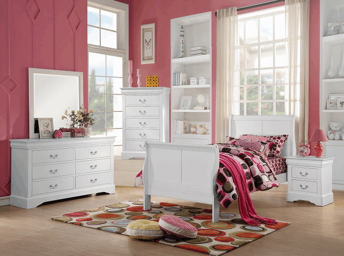 Louis Philippe III White Full Bed - Half Price Furniture