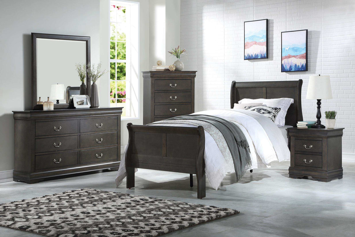 Louis Philippe Dark Gray Twin Bed - Half Price Furniture