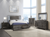 Sawyer PU & Metallic Gray Eastern King Bed Half Price Furniture