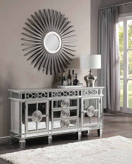 Varian Mirrored & Antique Platinum Server - Half Price Furniture