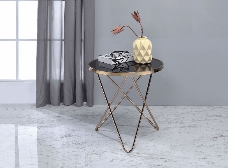 Valora Champagne & Black Glass End Table - Half Price Furniture