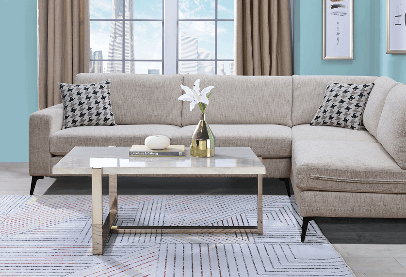 Feit Faux Marble & Champagne Coffee Table Half Price Furniture