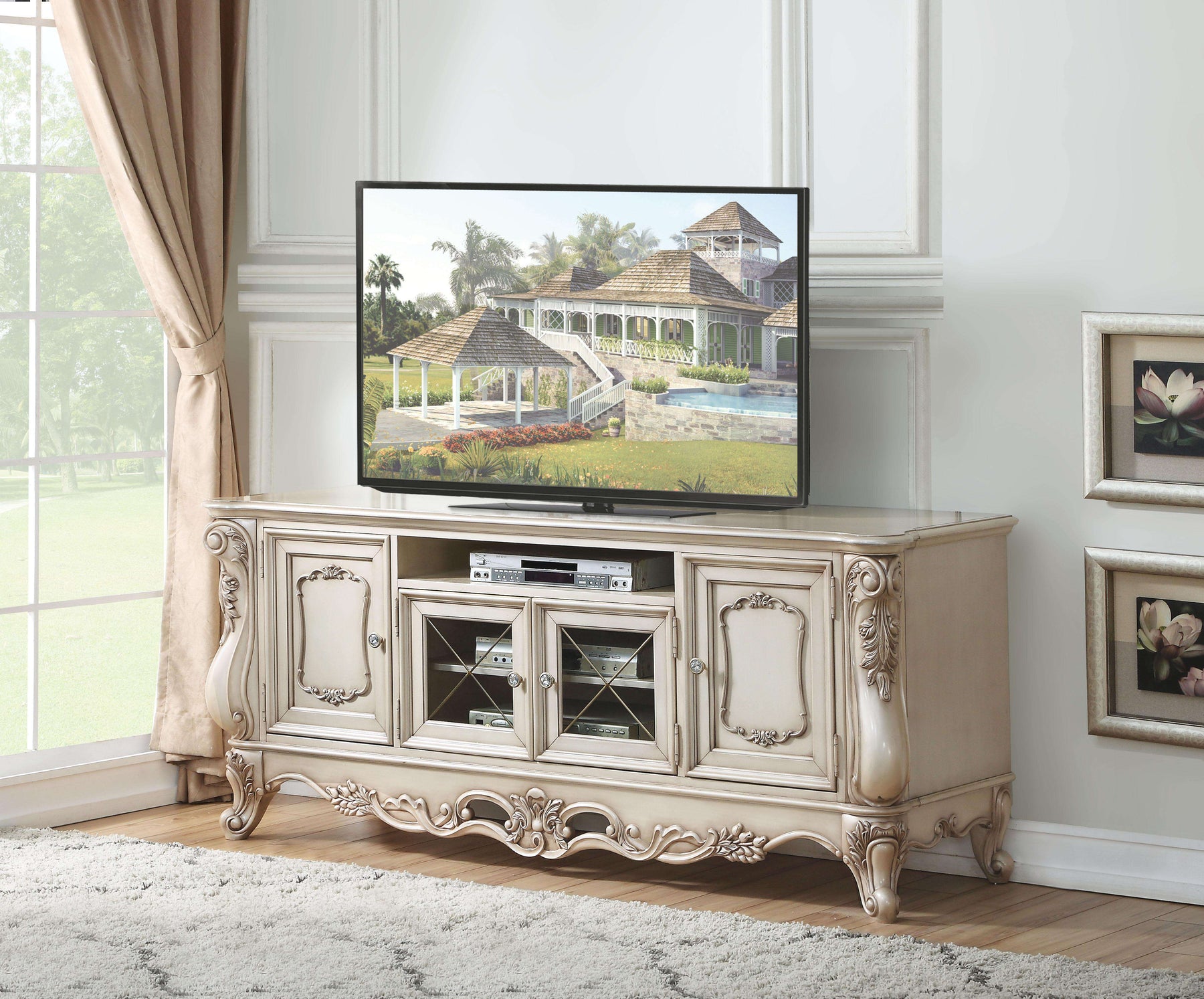 Gorsedd Antique White TV Stand - Half Price Furniture