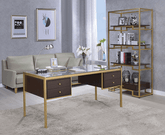 Yumia Gold & Clear Glass Desk - Half Price Furniture