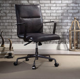 Indra Onyx Black Top Grain Leather Office Chair - Half Price Furniture