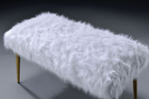 Bagley II White Faux Fur & Gold Bench - Half Price Furniture