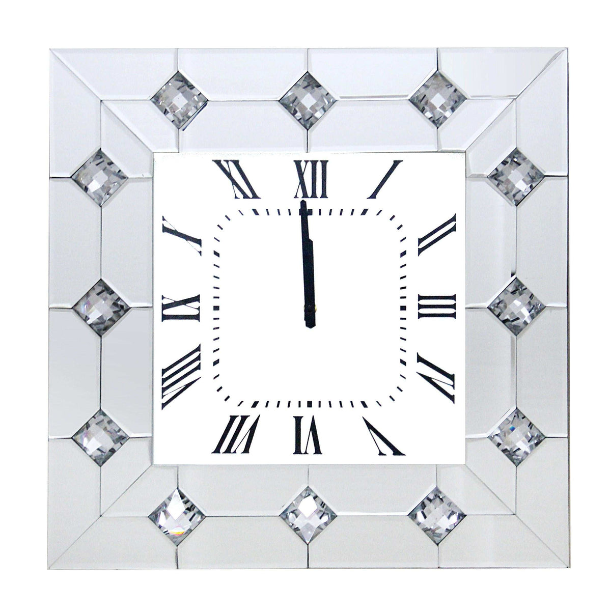 Hessa Mirrored & Faux Rhinestones Wall Clock - Half Price Furniture