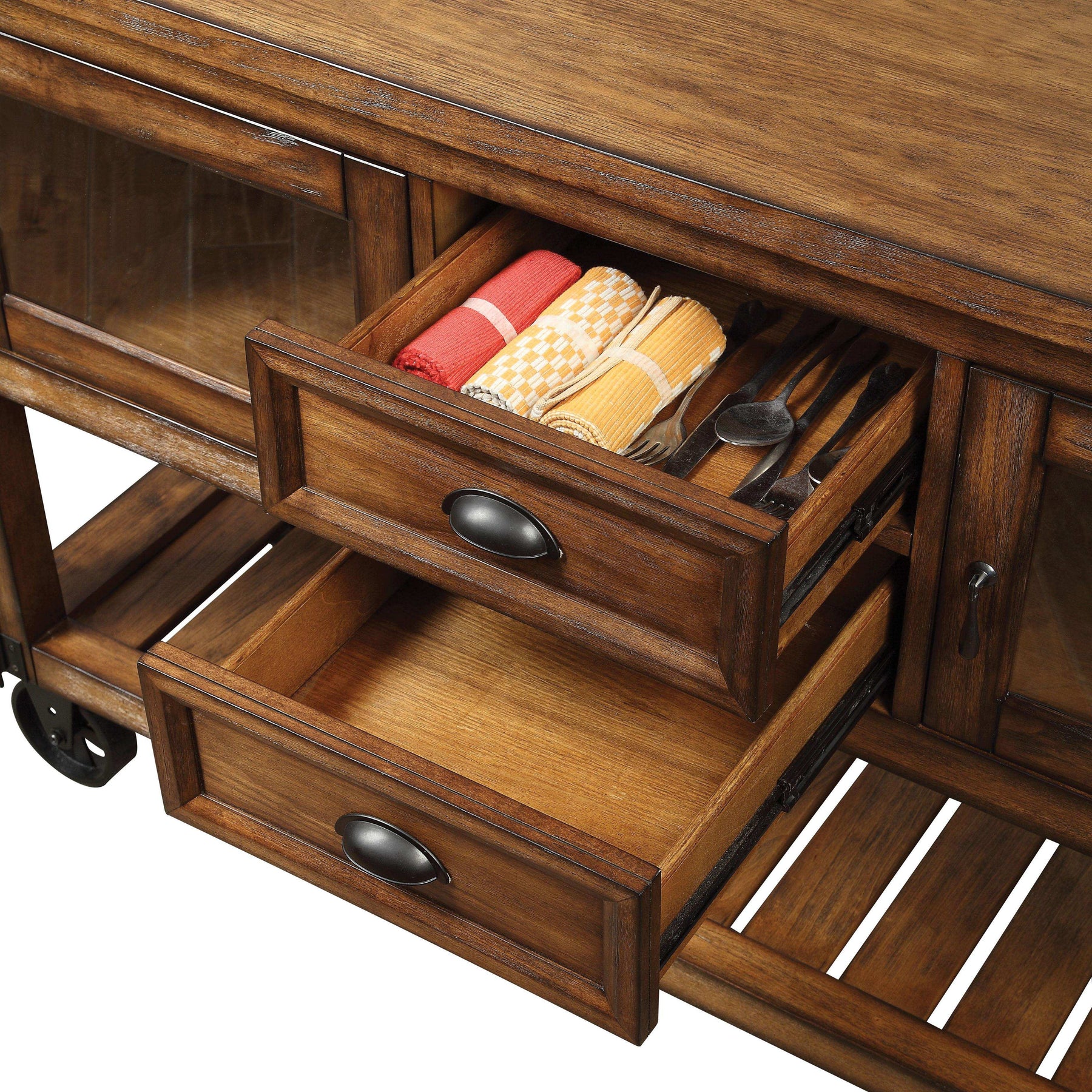 Kadri Distressed Chestnut Kitchen Cart - Half Price Furniture