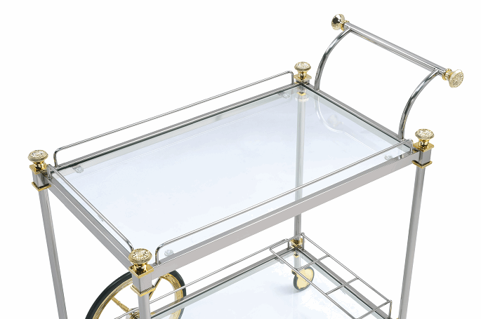 Cyrus Silver/Gold & Clear Glass Serving Cart - Half Price Furniture