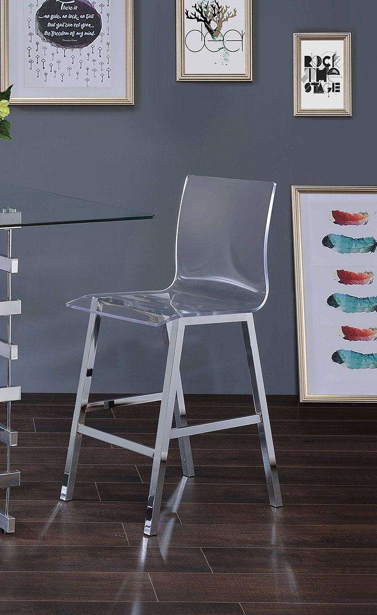 Acme Furniture Nadie Counter Height Chair in Chrome (Set of 2) 72592 - Half Price Furniture