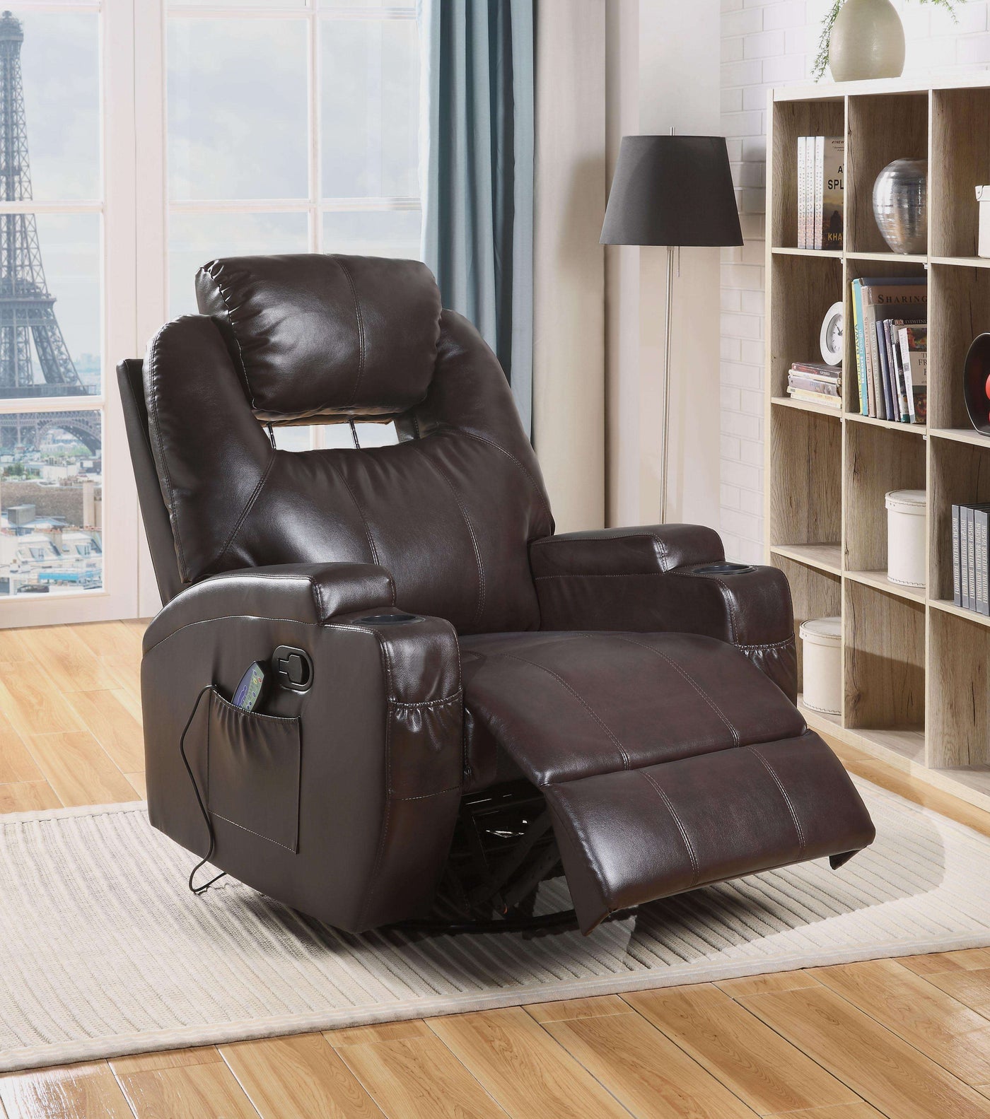 Waterlily Brown PU Rocker Recliner (Motion) - Half Price Furniture