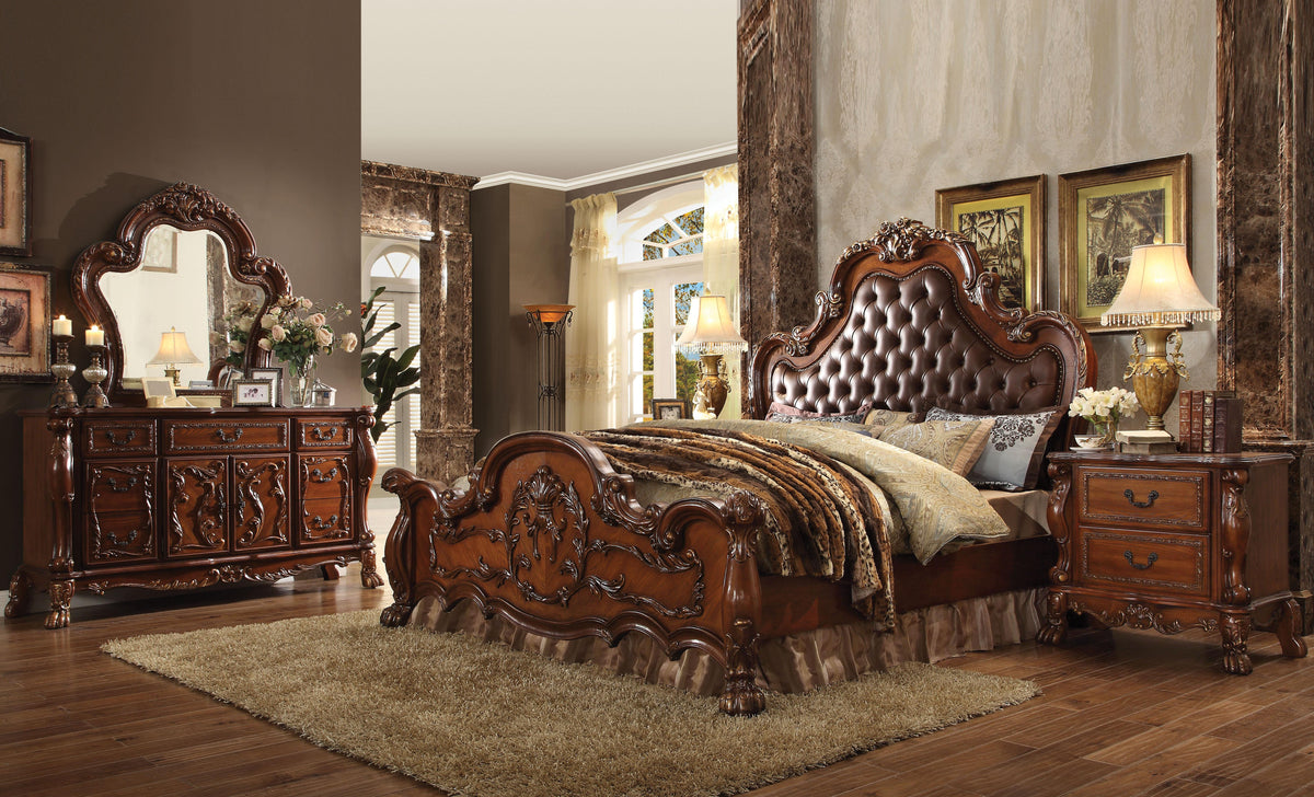 Dresden PU & Cherry Oak Eastern King Bed Half Price Furniture